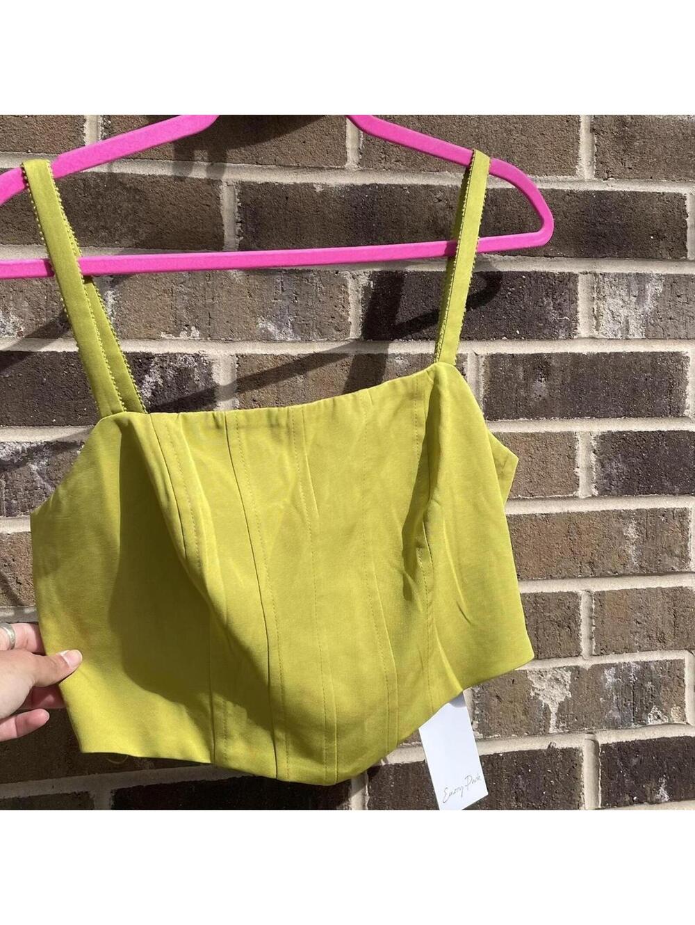 emory park chartreuse green cropped corset top Size M BNWT